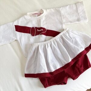 90s vintage rare Nutmeg Mills size 3T Oklahoma Sooners two piece cheerleader set